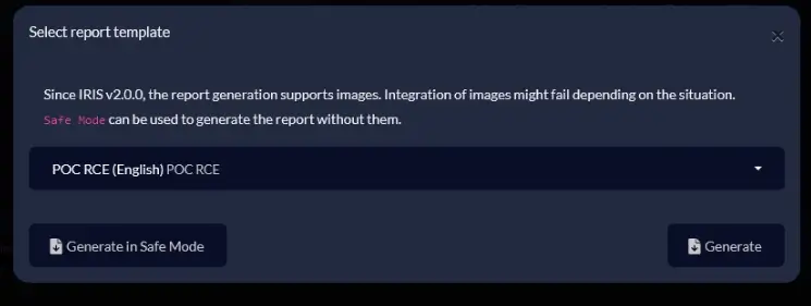 Report generation using a malicious template