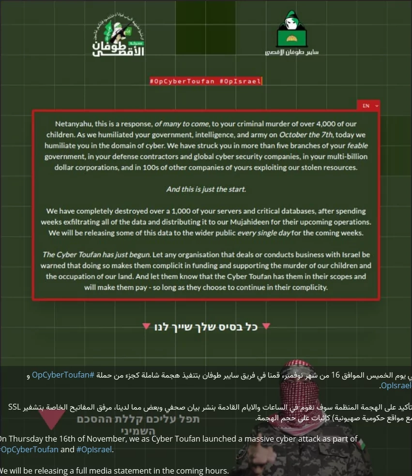 Cyber Toufan Telegram post
